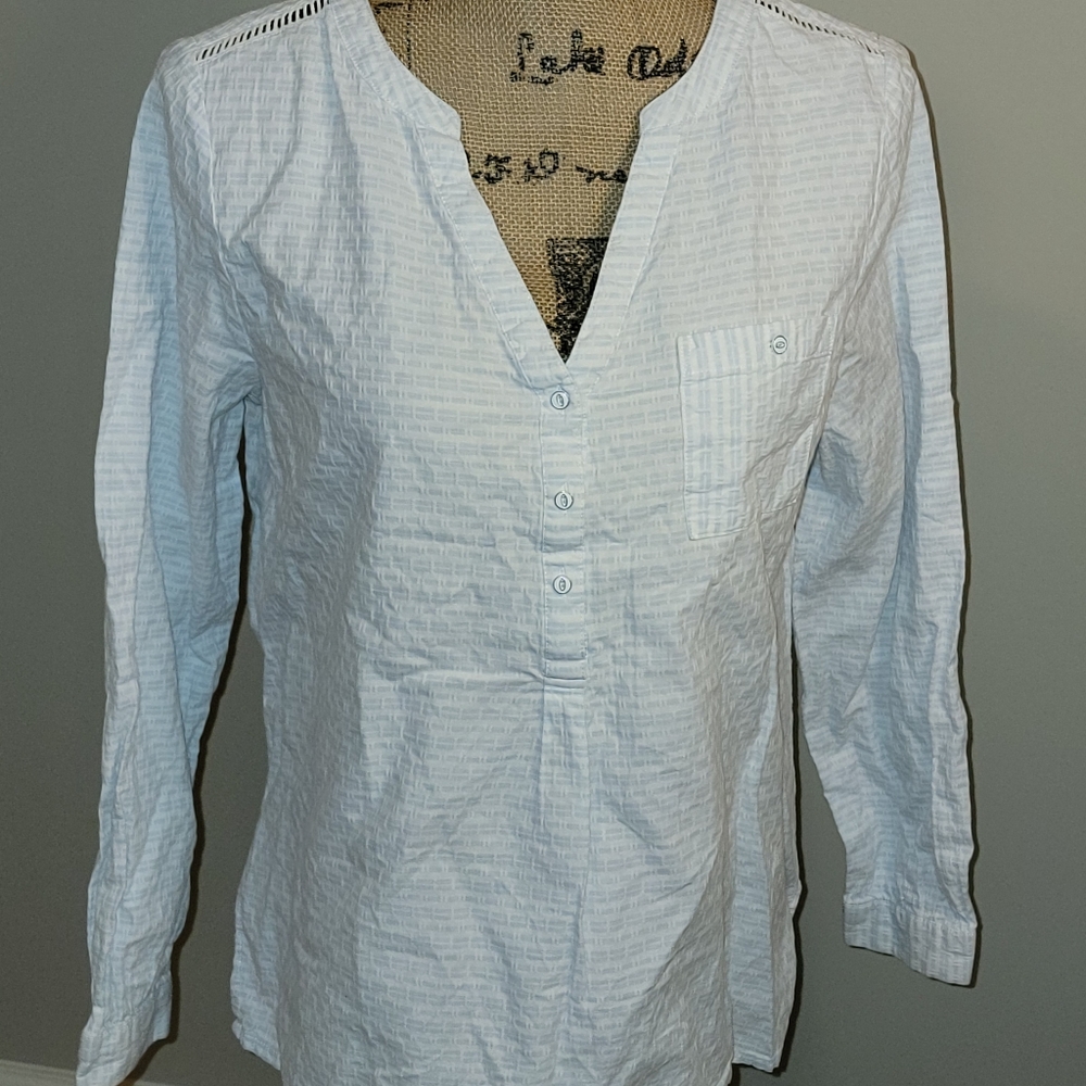 Hayes long-sleeved blue white shirt